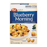 Post Blueberry Morning blueberries, multi-grain flakes & clusters, and almonds cereal Full-Size Picture